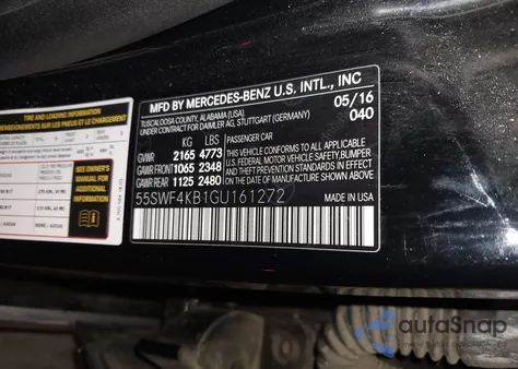 2016 Mercedes-Benz C 300 4Matic from USA, damaged, VIN 55SWF4KB1GU161272